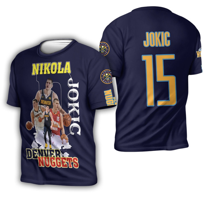 Denver Nuggets Nikola Jokic 15 NBA Legendary Player NBA Black 3D Designed Allover Gift For Nuggets Fans