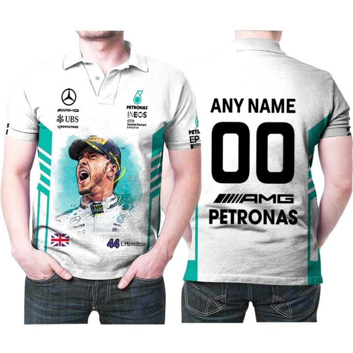 Lewis Hamilton 44 Mercedes UBS Petronas Racing Team Formula One White 3D Gift With Custom Name Number For Lewis Hamilton Fans