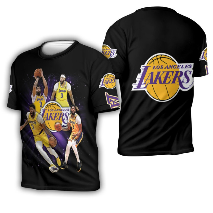 LA Lakers Anthony Davis 3 NBA Power Forward Center Position Logo Team Black 3D Designed Allover Gift For Lakers Fans