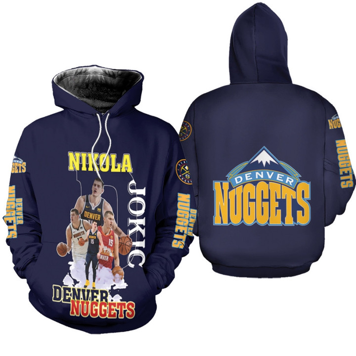 Denver Nuggets Nikola Jokic 15 NBA Legendary Player NBA Logo Team Black 3D Designed Allover Gift For Nuggets Fans