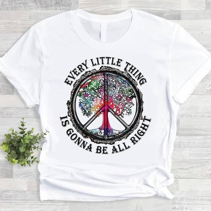 Every little thing is gonna alright hippie symbol t shirt gift for hippie lovers
