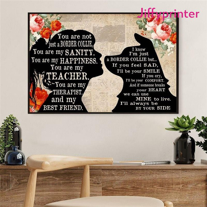 Border Collie Dog Mom Puppies Merle Collie Lover Poster Canvas Best Gift For Dog Lovers