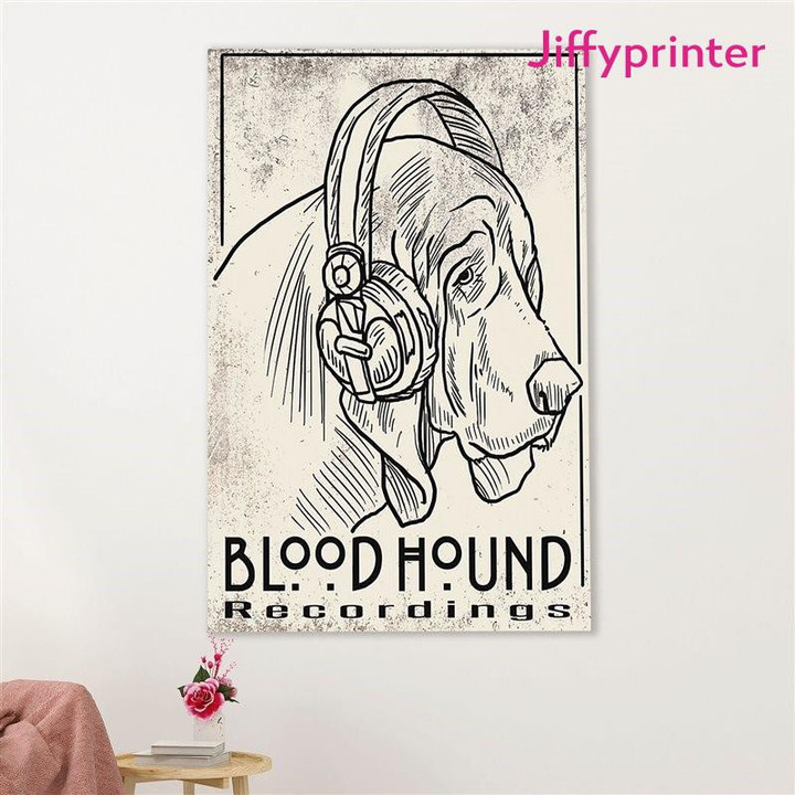 Blood Hound Recordings Basset Hound Headphone Art Home Decor Poster Canvas Gift For Basser Hound Lovers Dog Lovers