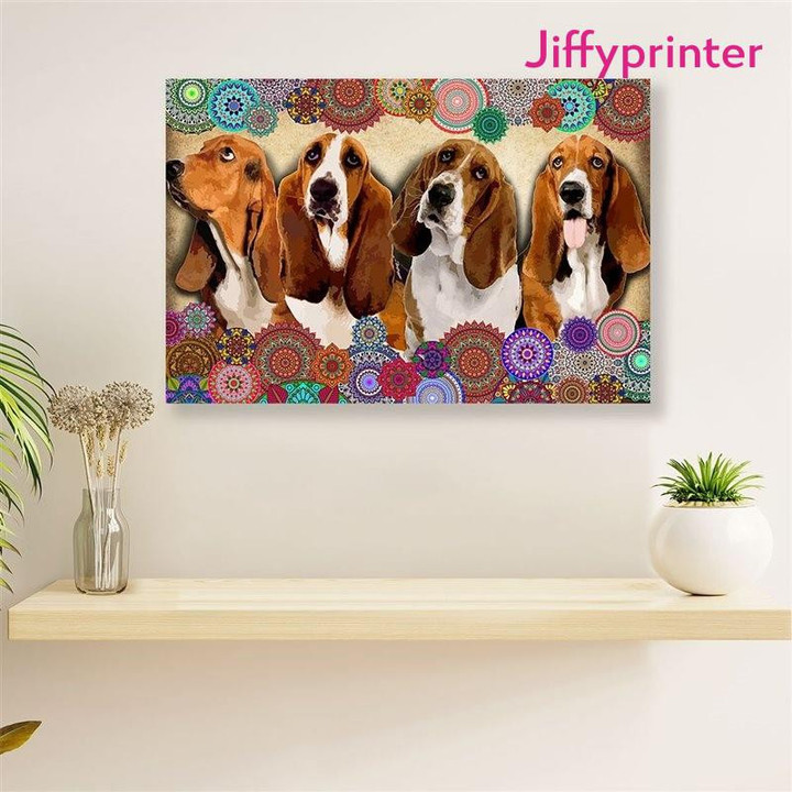 Cute Basset Hound Home Decoration Vintage Poster Canvas Gift For Basset Hound Lovers Dog Lovers Miniature Puppies Lovers