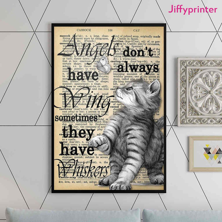 Dictionary Cat Angels Don’T Always Have Wing Sometimes They Have Whiskers Poster Canvas Best Gift For Cat Lovers