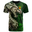 1stIreland Tee - Stanhope Family Crest T-Shirt - Dragon & Claddagh Cross A7 | 1stIreland