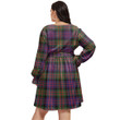 1stIreland Women's Clothing - MacLachlan Weathered Clan Tartan Crest Women's V-neck Dress With Waistband A7