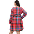 1stIreland Women's Clothing - Adair Clan Tartan Crest Women's V-neck Dress With Waistband A7