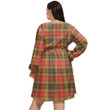 1stIreland Women's Clothing - Campbell Argyll Weathered Clan Tartan Crest Women's V-neck Dress With Waistband A7