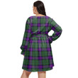 1stIreland Women's Clothing - Balfour Modern Clan Tartan Crest Women's V-neck Dress With Waistband A7