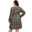 1stIreland Women's Clothing - Campbell of Breadalbane Modern Clan Tartan Crest Women's V-neck Dress With Waistband A7