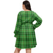 1stIreland Women's Clothing - Henderson Modern Clan Tartan Crest Women's V-neck Dress With Waistband A7