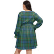 1stIreland Women's Clothing - MacFarlane Modern Clan Tartan Crest Women's V-neck Dress With Waistband A7