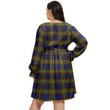 1stIreland Women's Clothing - Napier Modern Clan Tartan Crest Women's V-neck Dress With Waistband A7