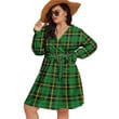 1stIreland Women's Clothing - Wallace Hunting Green Tartan Women's V-neck Dress With Waistband A7 | 1stIreland