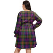 1stIreland Women's Clothing - MacLean Hunting Clan Tartan Crest Women's V-neck Dress With Waistband A7