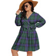 1stIreland Women's Clothing - Sinclair Hunting Modern Tartan Women's V-neck Dress With Waistband A7 | 1stIreland