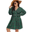 1stIreland Women's Clothing - Ross Hunting Modern Tartan Women's V-neck Dress With Waistband A7 | 1stIreland