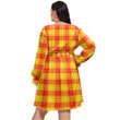 1stIreland Women's Clothing - MacMillan Clan Tartan Women's V-neck Dress With Waistband A7