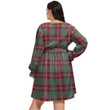 1stIreland Women's Clothing - Drummond Modern Clan Tartan Crest Women's V-neck Dress With Waistband A7