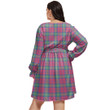 1stIreland Women's Clothing - MacGregor Hunting Ancient Clan Tartan Crest Women's V-neck Dress With Waistband A7