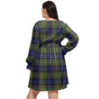 1stIreland Women's Clothing - Muirhead Clan Tartan Crest Women's V-neck Dress With Waistband A7