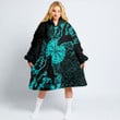 1stIreland Clothing - Viking Raven and Compass - Cyan Version - Oodie Blanket Hoodie A95 | 1stIreland