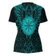 1stIreland Clothing - Viking Raven and Compass - Cyan Version - V-neck T-shirt A95 | 1stIreland