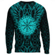 1stIreland Clothing - Viking Raven and Compass - Cyan Version - Sweatshirts A95 | 1stIreland