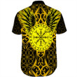 1stIreland Clothing - Viking Raven and Compass - Gold Version - Short Sleeve Shirt A95 | 1stIreland