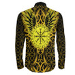 1stIreland Clothing - Viking Raven and Compass - Gold Version - Long Sleeve Button Shirt A95 | 1stIreland