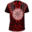 1stIreland Clothing - Viking Raven and Compass - Red Version - T-shirt A95 | 1stIreland