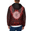1stIreland Clothing - Viking Raven and Compass - Red Version - Hooded Padded Jacket A95 | 1stIreland