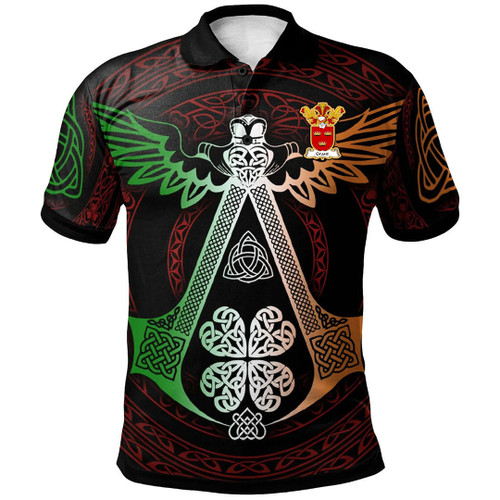 1stIreland Polo Shirt - Grant Family Crest Polo Shirt - Irish Celtic Symbols and Ornaments - Golf Shirt A7