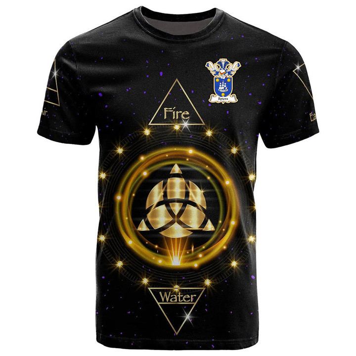 1stIreland Tee - Spiers Family Crest T-Shirt - Celtic Wiccan Fire Earth Water Air A7 | 1stIreland