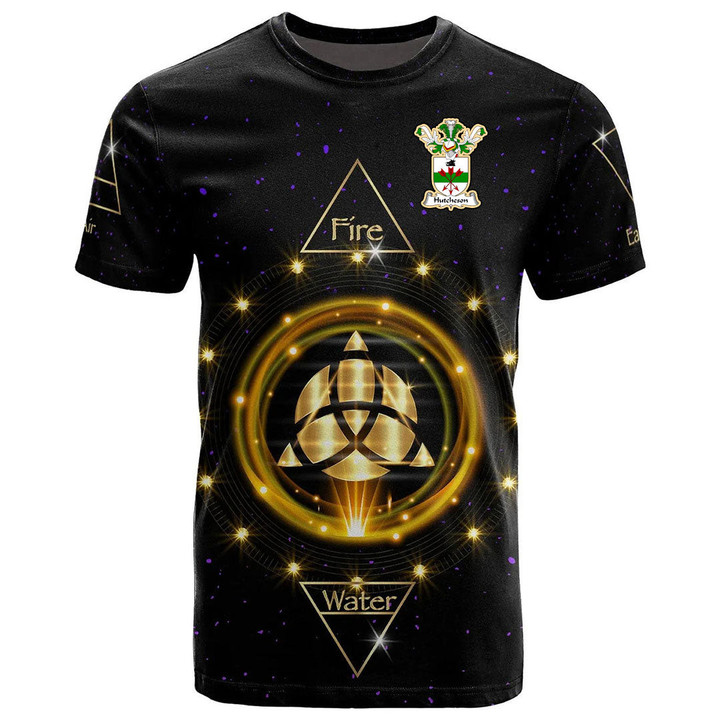 1stIreland Tee - Hutcheson Family Crest T-Shirt - Celtic Wiccan Fire Earth Water Air A7 | 1stIreland