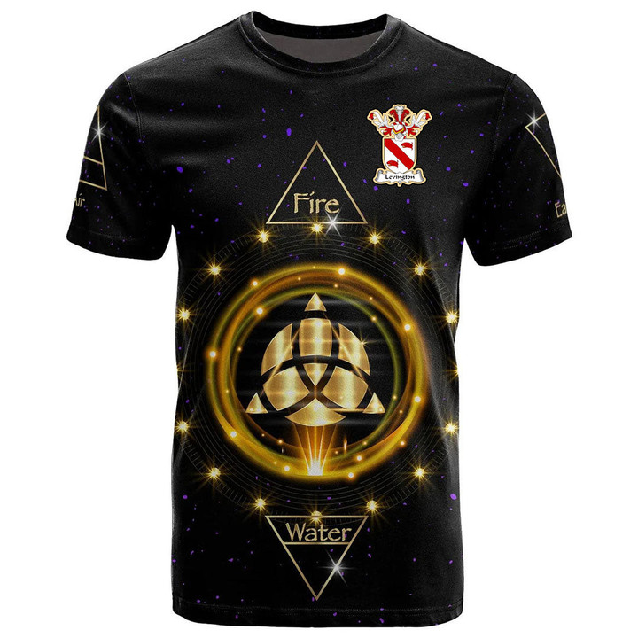 1stIreland Tee - Levington Family Crest T-Shirt - Celtic Wiccan Fire Earth Water Air A7 | 1stIreland