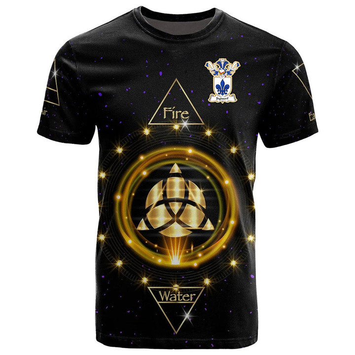 1stIreland Tee - Sydserf Family Crest T-Shirt - Celtic Wiccan Fire Earth Water Air A7 | 1stIreland