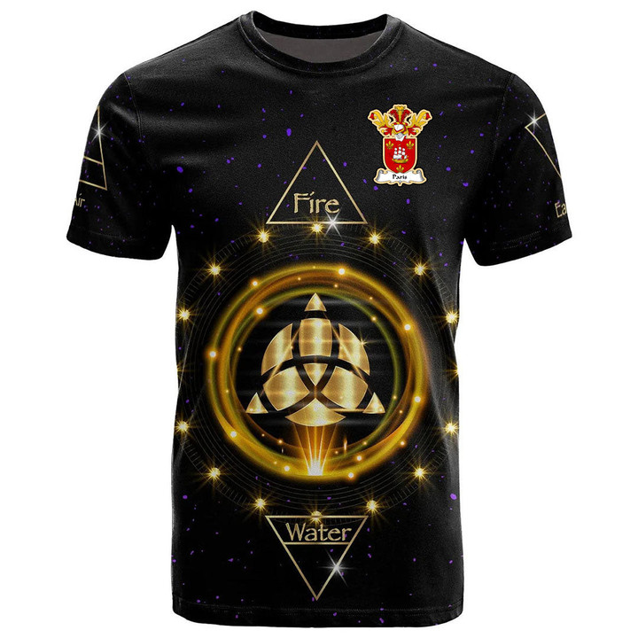 1stIreland Tee - Paris Family Crest T-Shirt - Celtic Wiccan Fire Earth Water Air A7 | 1stIreland