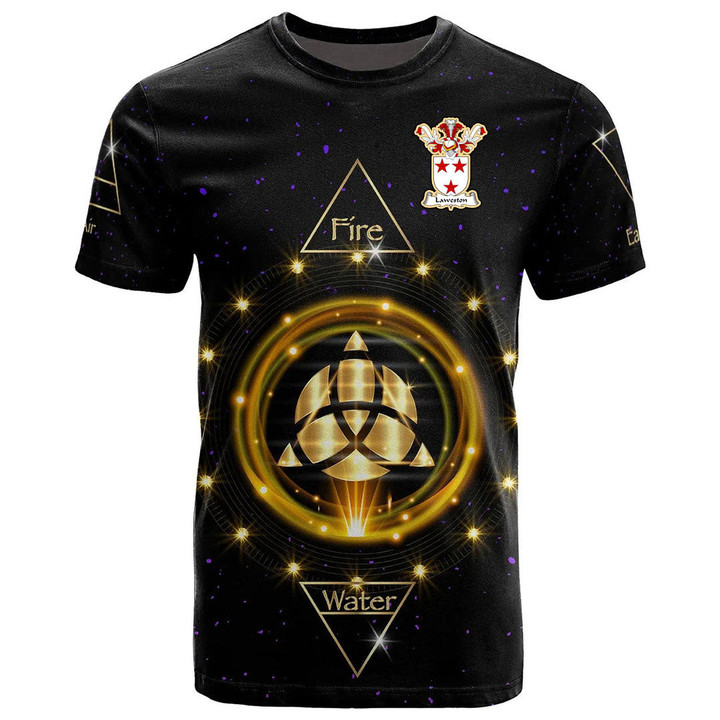 1stIreland Tee - Laweston Family Crest T-Shirt - Celtic Wiccan Fire Earth Water Air A7 | 1stIreland