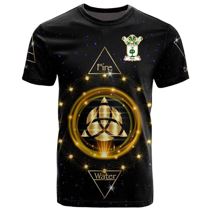 1stIreland Tee - Watt Wate Family Crest T-Shirt - Celtic Wiccan Fire Earth Water Air A7 | 1stIreland