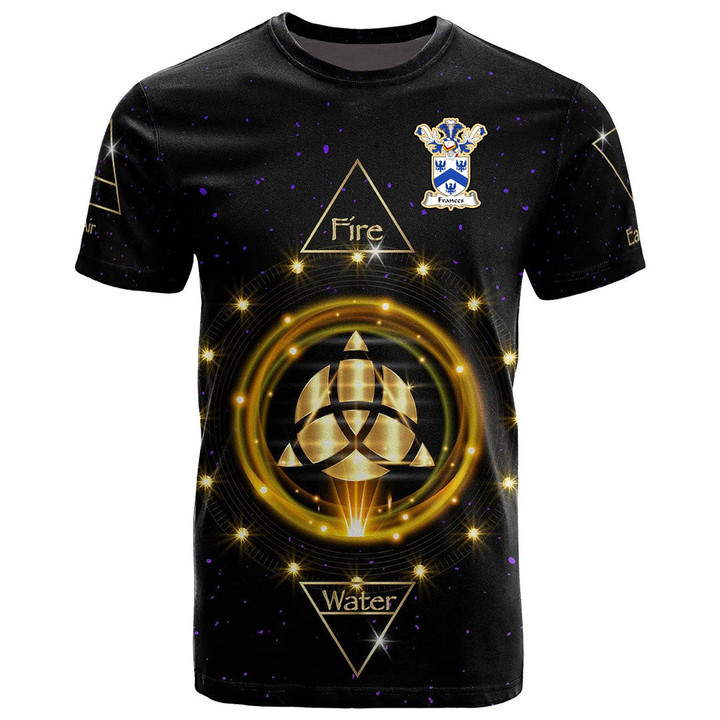 1stIreland Tee - Frances Family Crest T-Shirt - Celtic Wiccan Fire Earth Water Air A7 | 1stIreland