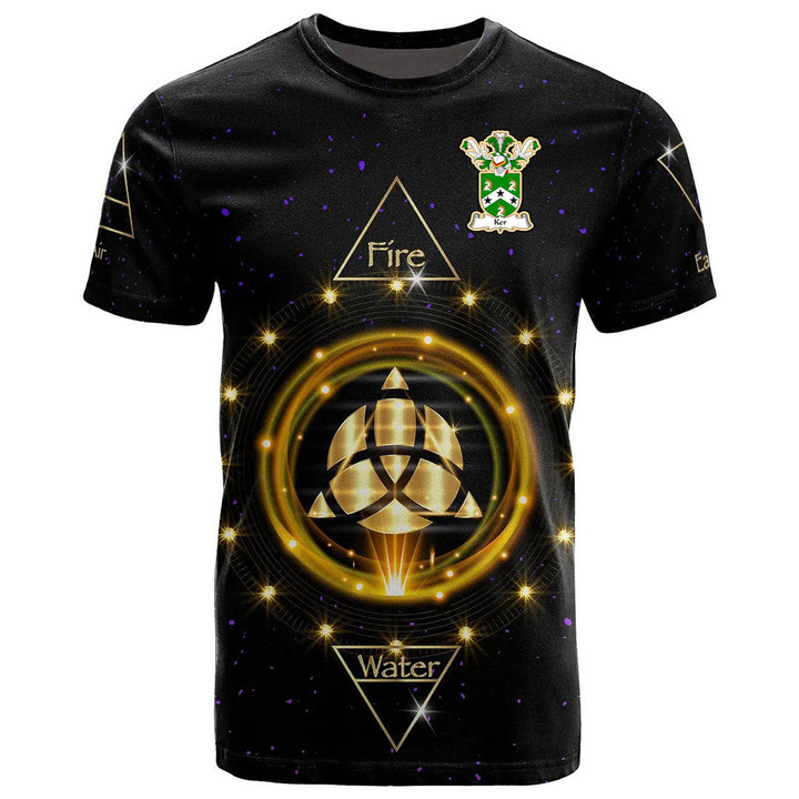 1stIreland Tee - Ker Family Crest T-Shirt - Celtic Wiccan Fire Earth Water Air A7 | 1stIreland