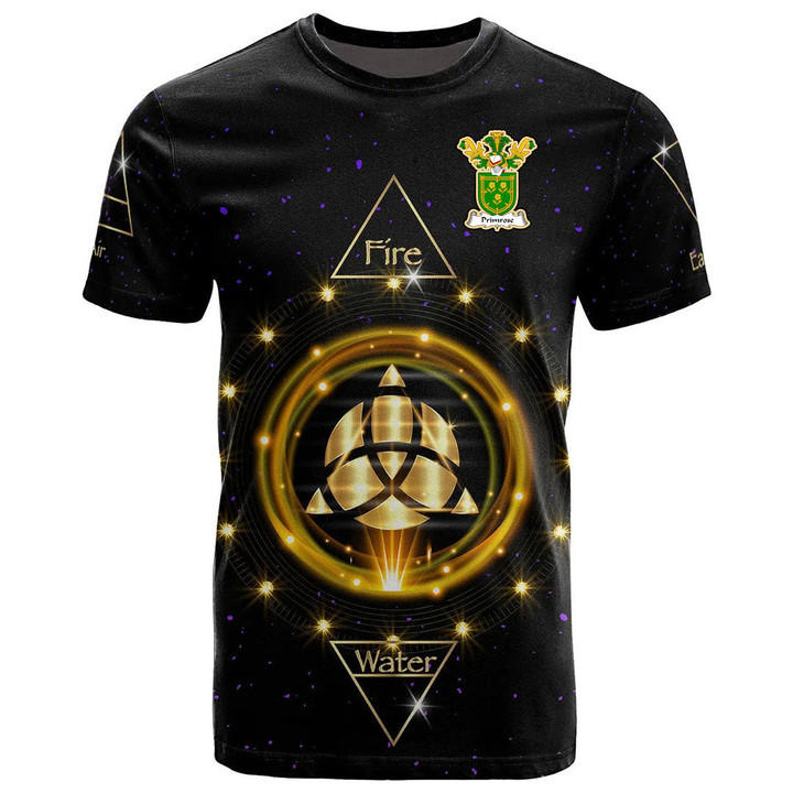 1stIreland Tee - Primrose Family Crest T-Shirt - Celtic Wiccan Fire Earth Water Air A7 | 1stIreland