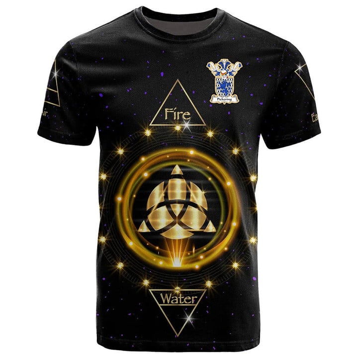 1stIreland Tee - Pickering Family Crest T-Shirt - Celtic Wiccan Fire Earth Water Air A7 | 1stIreland