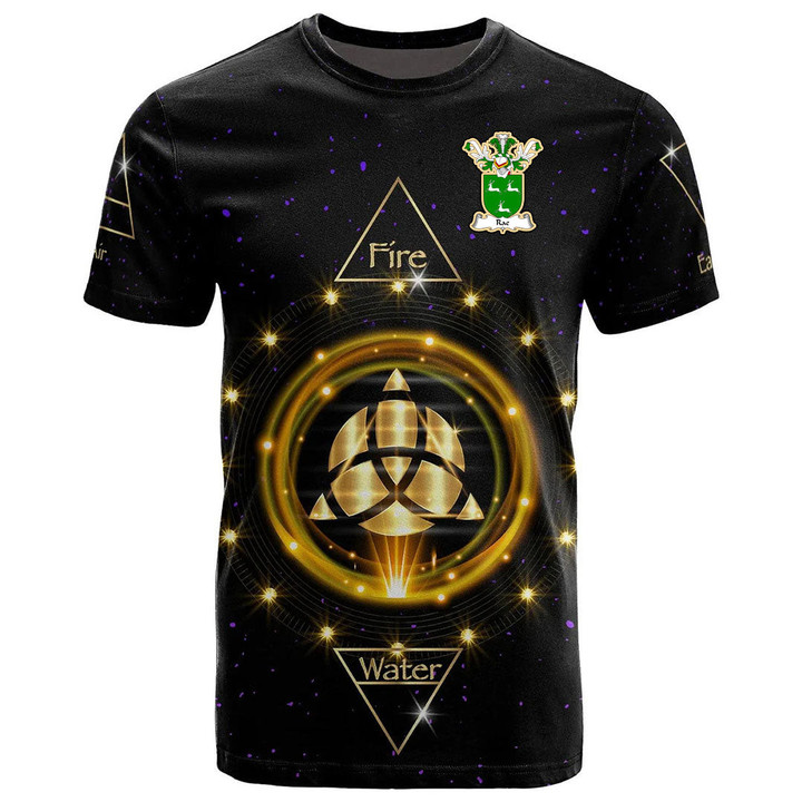1stIreland Tee - Rae Family Crest T-Shirt - Celtic Wiccan Fire Earth Water Air A7 | 1stIreland