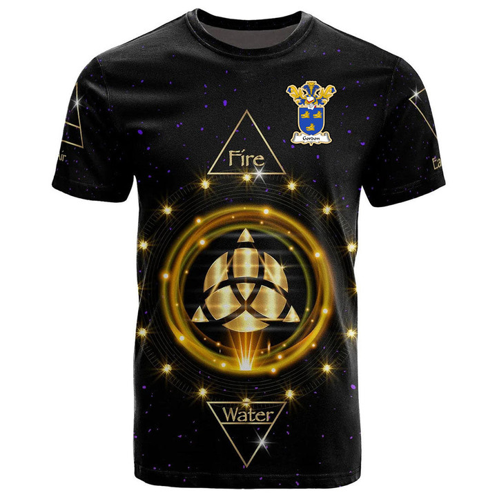 1stIreland Tee - Gordon Family Crest T-Shirt - Celtic Wiccan Fire Earth Water Air A7 | 1stIreland