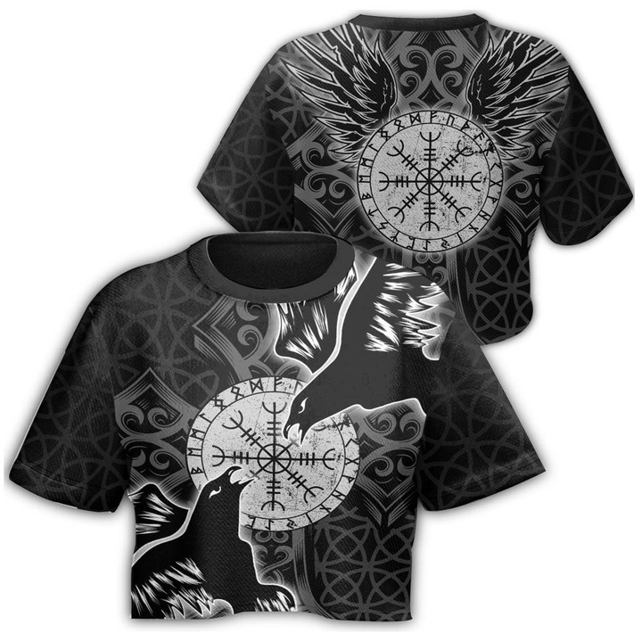 1stIreland Clothing - Viking Raven and Compass - Croptop T-shirt A95 | 1stIreland