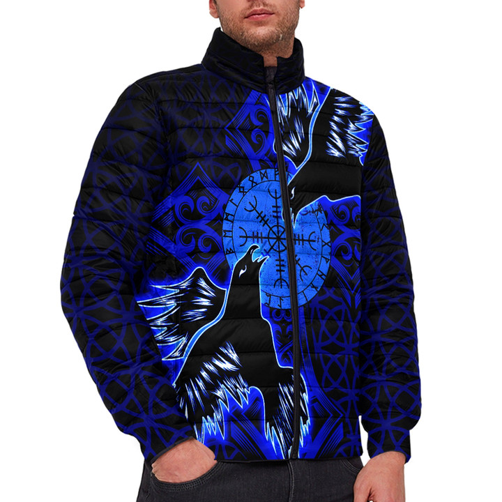 1stIreland Clothing - Viking Raven and Compass - Blue Version - Padded Jacket A95 | 1stIreland