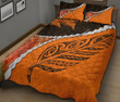 Abalone Shell Maori Silver Fern Quilt Bed Set Orange K5